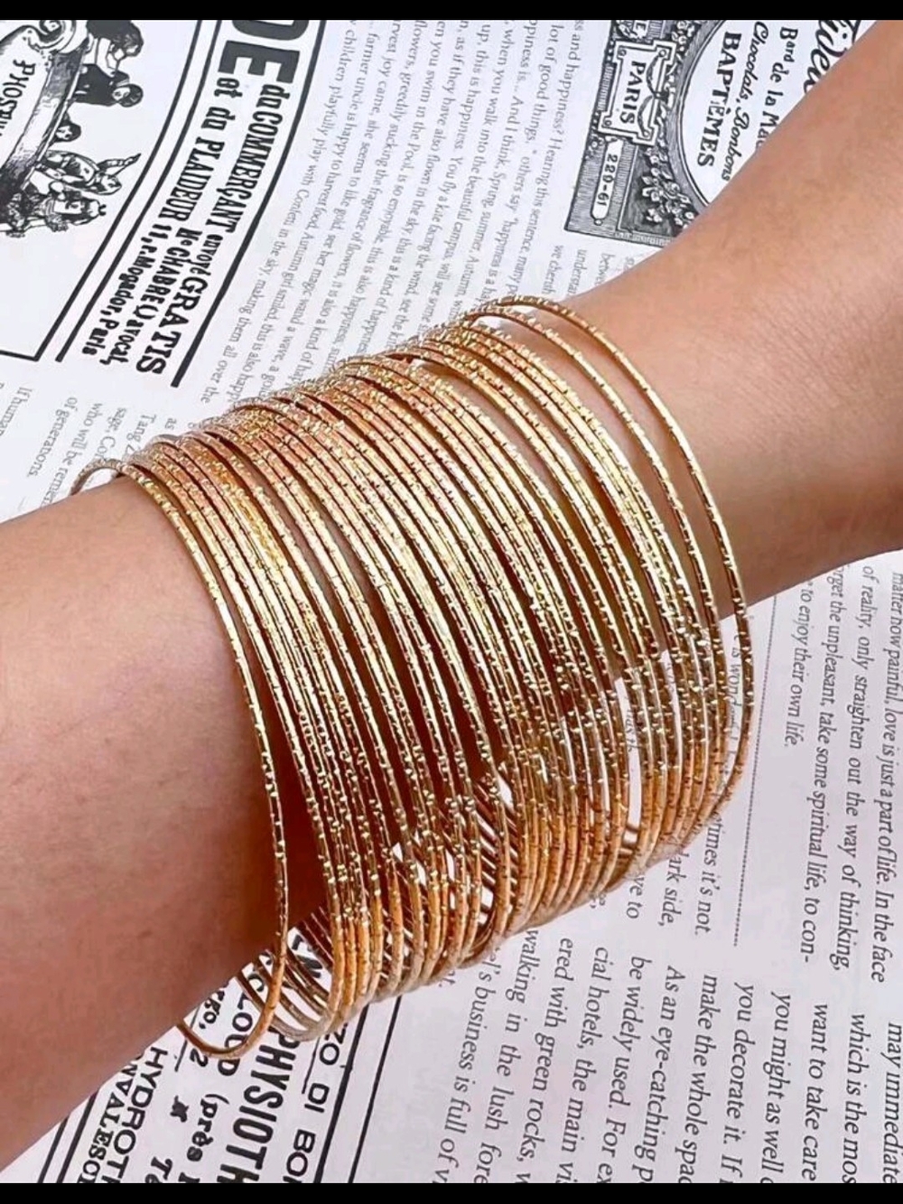 Gold Stacked Bangle Bracelet Set